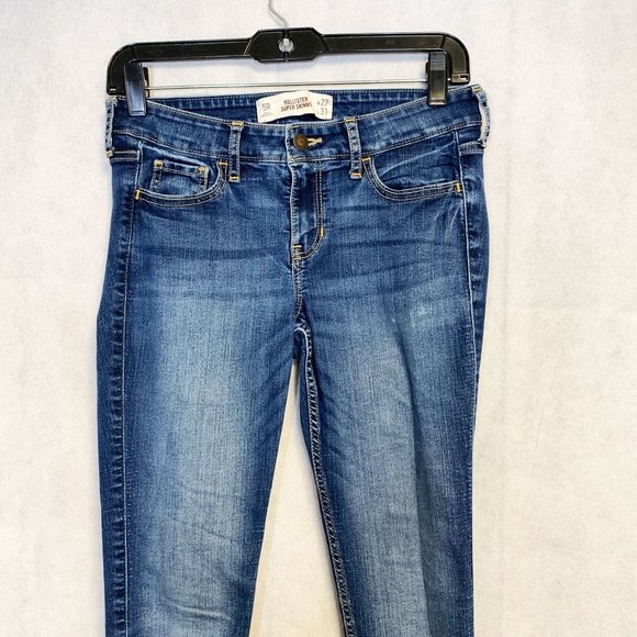 Hollister Womens Low Rise Medium Wash Super Skinny Blue Denim Jeans Sz 5R W27L31 - Picture 7 of 9